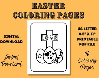 Religious Easter Coloring Pages, 40 Page Printable Art (PDF Download)