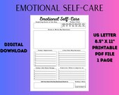 Emotional Self-Care Form, Mental Wellness Tool (Printable PDF)