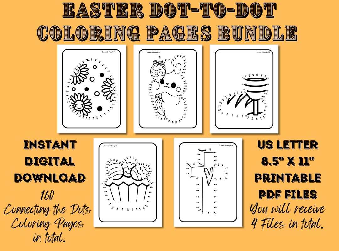 Easter Dot to Dot Coloring Pages Bundle, Practice Counting Numbers, 160 ...