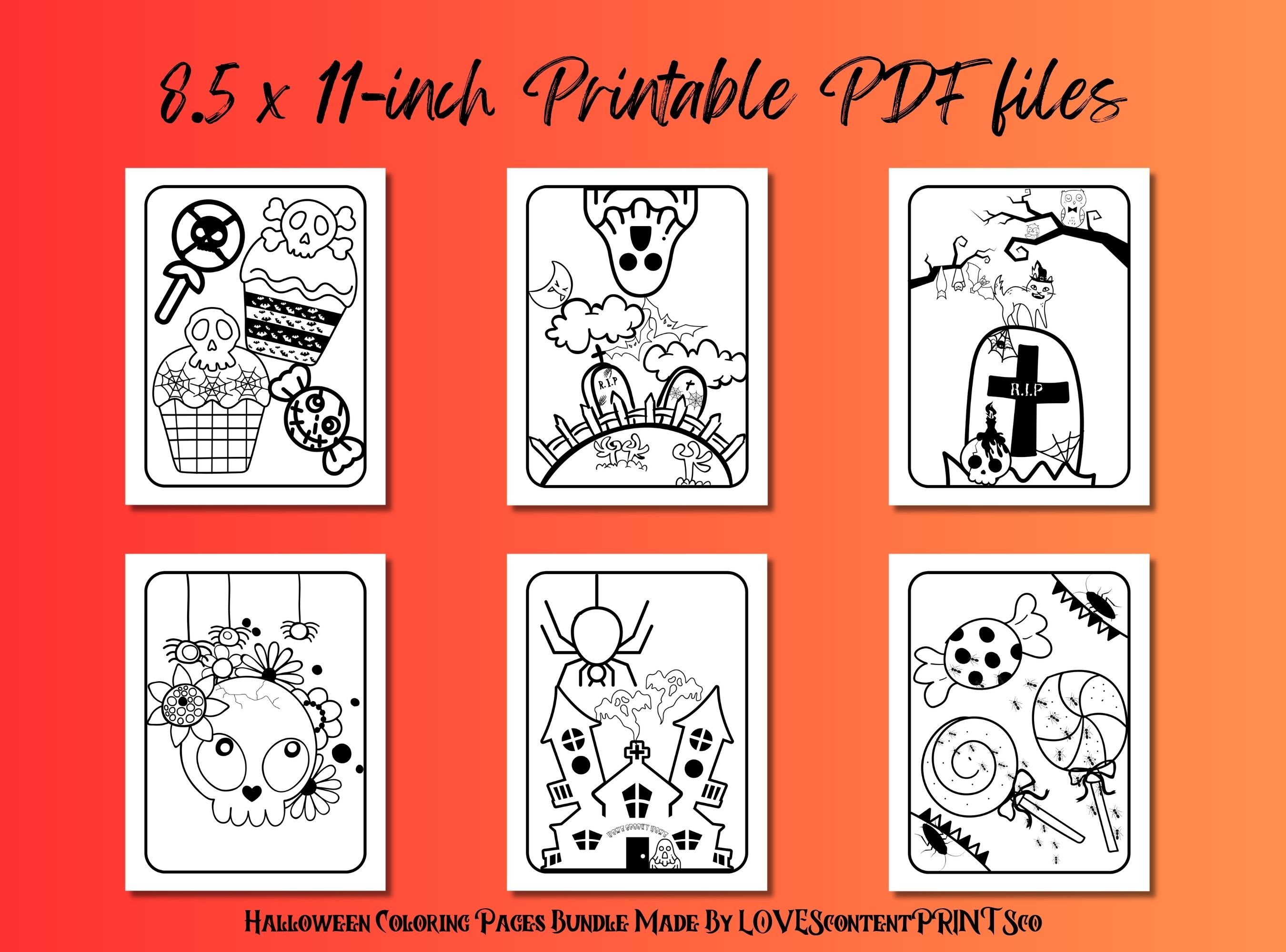 Halloween Coloring Pages Bundle, Fun Printable Designs (digital ...
