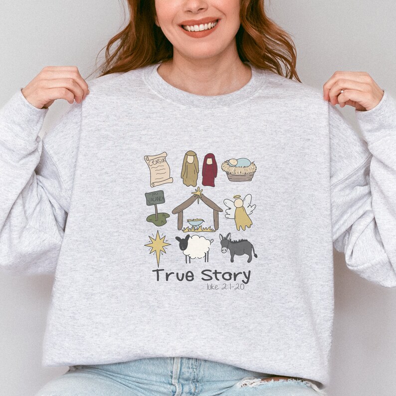 Christian Christmas Sweatshirt Nativity Scene Sweater Etsy