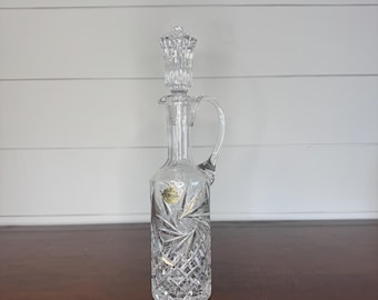Vintage Bohemia Lead Crystal Decanter • Cut Crystal with Stopper • Vintage European Barware • Bar Cart Decor • Gorgeous Barware • Art Deco