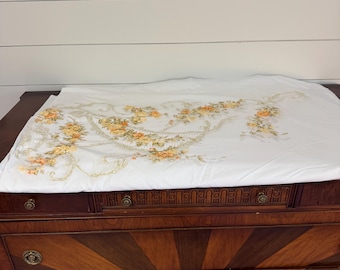 Vintage Stevens Utica Florales Bettlaken • Doppeltes Flachbett • Florales Perkal-Bettlaken • Romantische Grandmillennial Bettwäsche