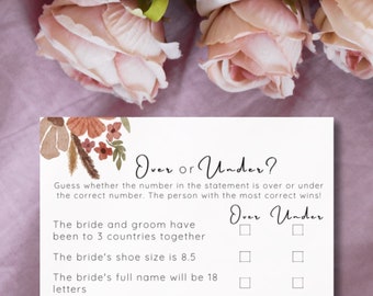 Garden Bridal Shower Over or Under Party Game Template - Etsy