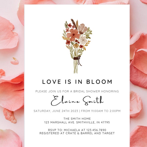 Love is in Bloom Bridal Shower Invite, Minimalist