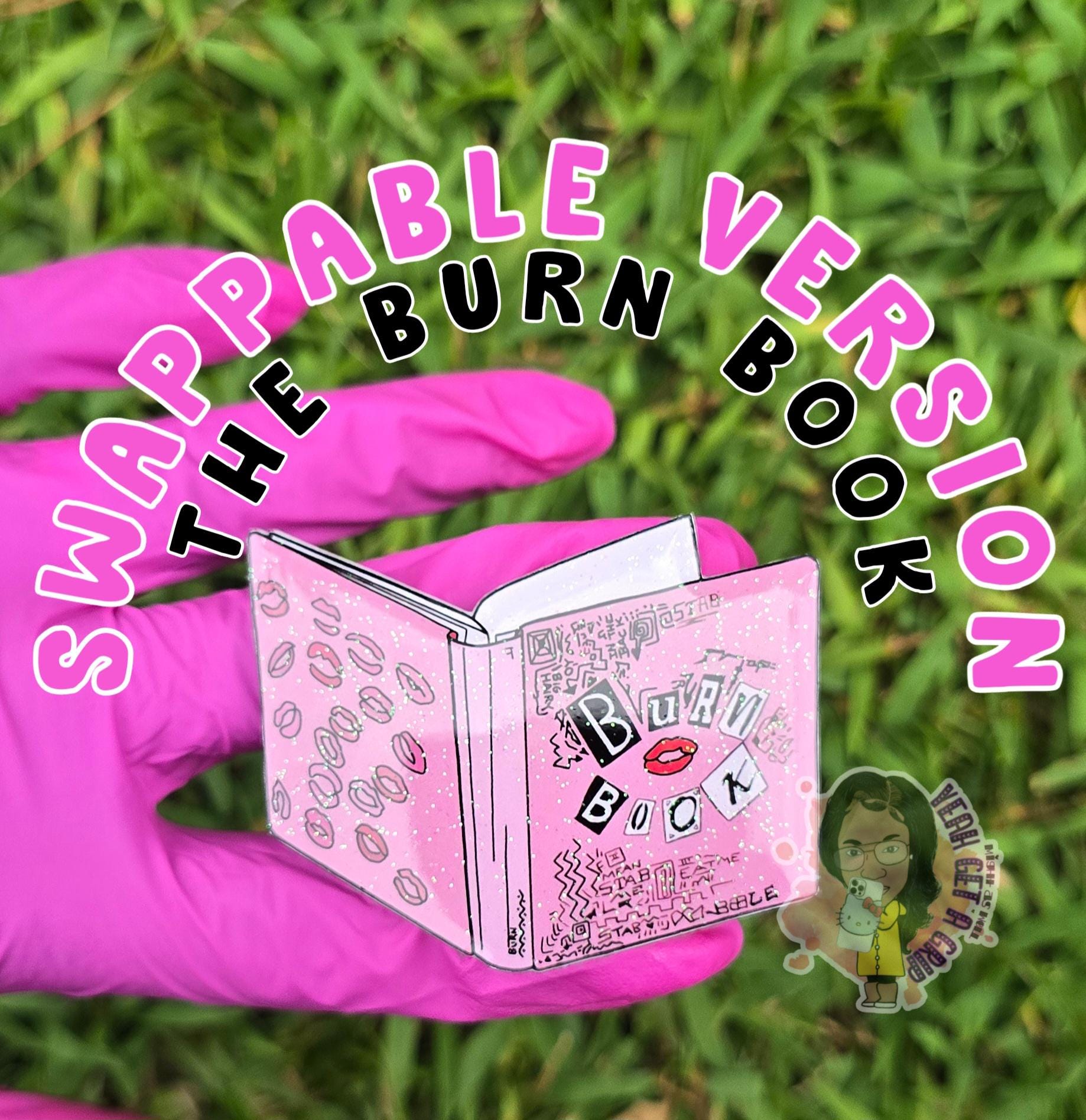 Swappable -Cute Glittery Burn Book  - Phone Grip