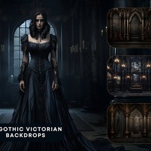23 Gothic Victorian Digital Backdrops, Gothic posters, Gothic Custom Overlay, Gift for Goth, Gothic Victorian Ancient Dress Backdrop