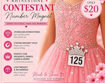 Pageant Crown Magnet Holder for Sashes & Contestant Numbers  Rhinestone Pageant Number Holder  No Damage Dress Magnet  Custom Pageant Gift