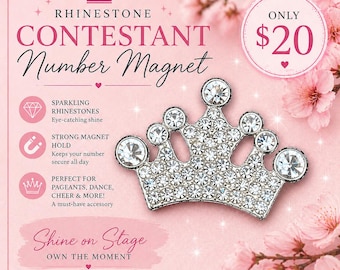 Rhinestone pageant magnet number holder