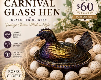 Vintage Carnival Glass Hen on Nest – Roses Closet Exclusive Collection