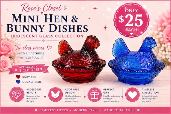 Mini  Glass Hen & Bunny Collection
