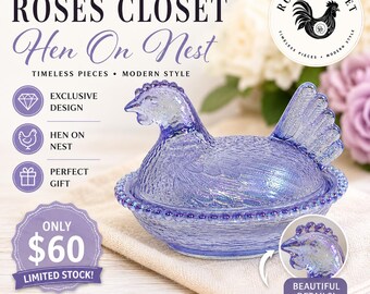 Vintage Carnival Glass Hen on Nest – Roses Closet Exclusive Collection