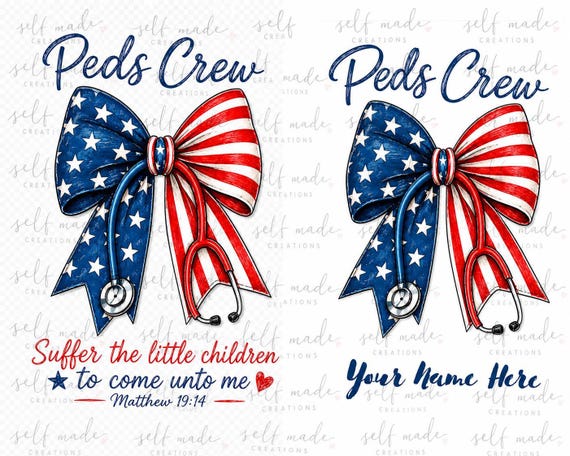 Peds Crew Png Bundle File Pediatric Nurse Sublimation Design Patriotic Healthcare Worker Gift Nursing Student Rn Nicu Shirt Graphic Editable