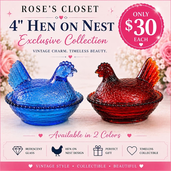 Hen on Nest 4" Carnival Glass – Roses Closet Exclusive Collection