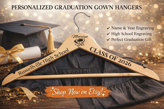 Personalized Graduation Gown Hanger | Custom Class of 2026 Hanger