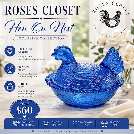 Vintage Carnival Glass Hen on Nest – Roses Closet Exclusive Collection