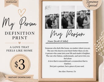 Editable my person definition print | custom photo digital download | personalized couple gift | anniversary printable | instant download