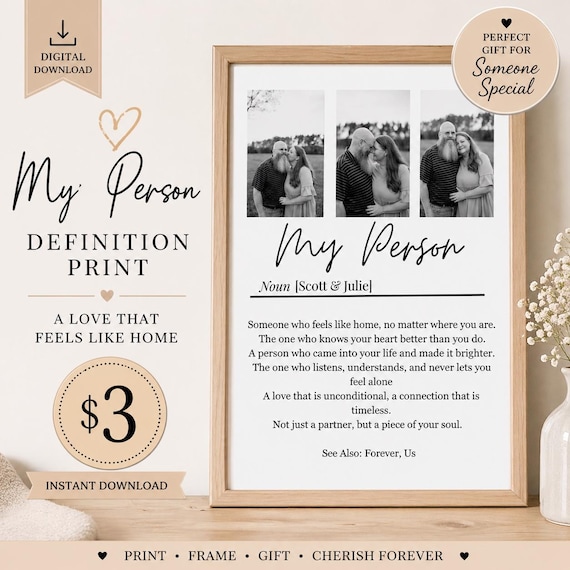 Editable my person definition print | custom photo digital download | personalized couple gift | anniversary printable | instant download