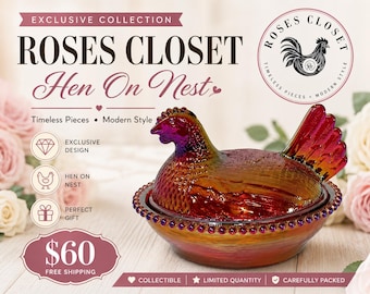 vintage Carnival Glass Hen on Nest – Roses Closet Exclusive Collection