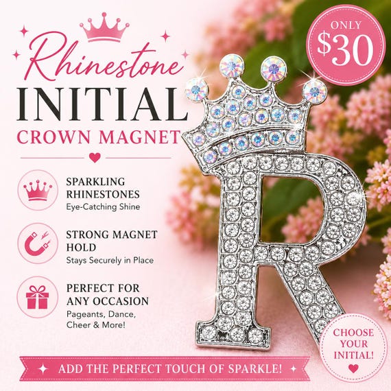 Magnetic Rhinestone Initial contestant number holder