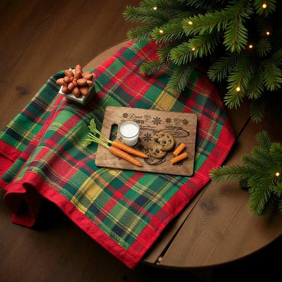 Laser Engraved Cookie Plate for Santa & Reindeer