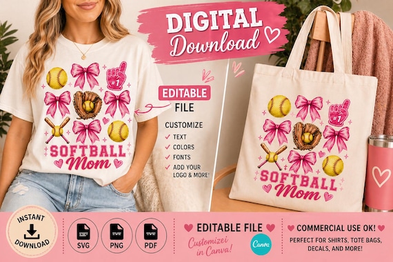 Editable Canva Instruction Sheet Template | Softball Mom Digital Download Guide Printable Instructions PDF Template