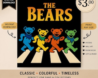 Retro grateful dead dancing bears digital download art | shirt design png | grateful bear inspired graphic