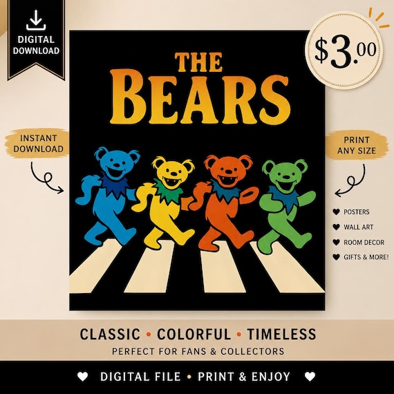 Retro grateful dead dancing bears digital download art | shirt design png | grateful bear inspired graphic