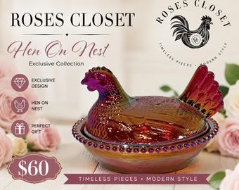 vintage Carnival Glass Hen on Nest – Roses Closet Exclusive Collection