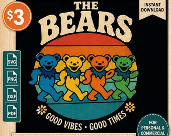 Retro grateful dead dancing bears SVG PNG | vintage bear shirt design | grateful inspired bears graphic