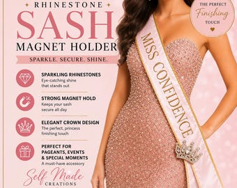 Rhinestone Crown Sash Magnet Holder |