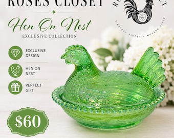 Vintage Carnival Glass Hen on Nest – Roses Closet Exclusive Collection