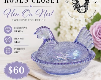 Vintage Carnival Glass Hen on Nest – Roses Closet Exclusive Collection