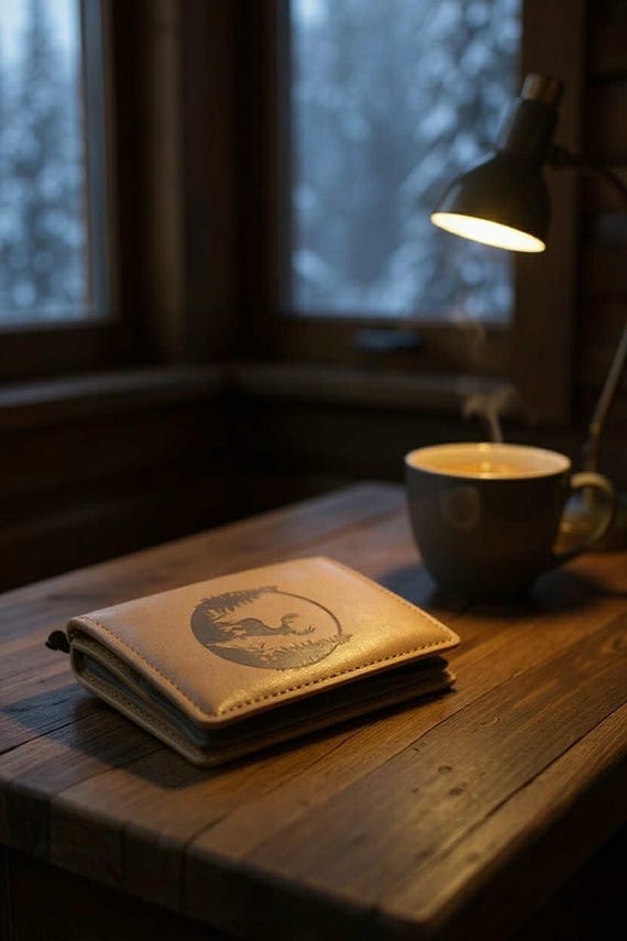 Personalized laser engraved faux leather pop up wallet