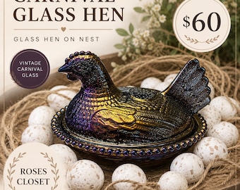 Vintage Carnival Glass Hen on Nest – Roses Closet Exclusive Collection
