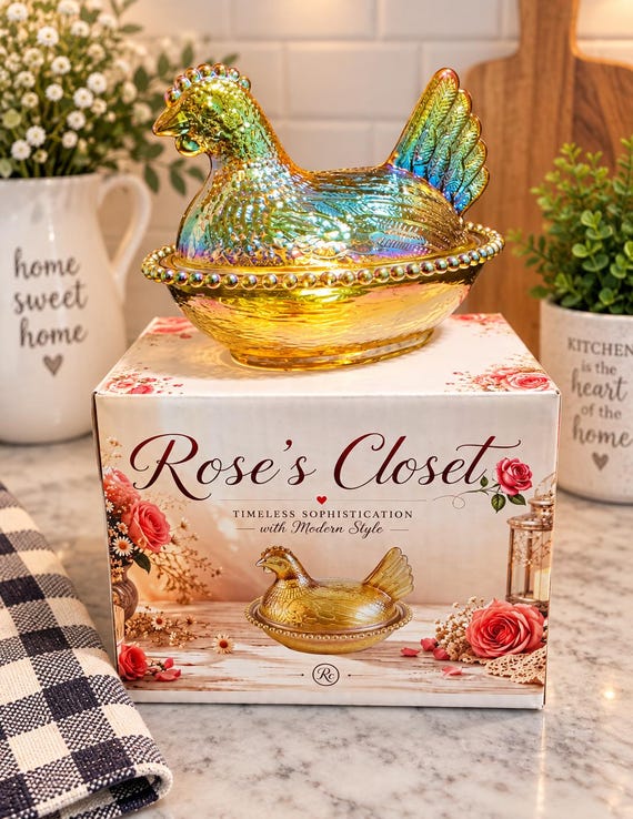 Carnival Glass Hen on Nest