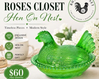 Vintage Carnival Glass Hen on Nest – Roses Closet Exclusive Collection