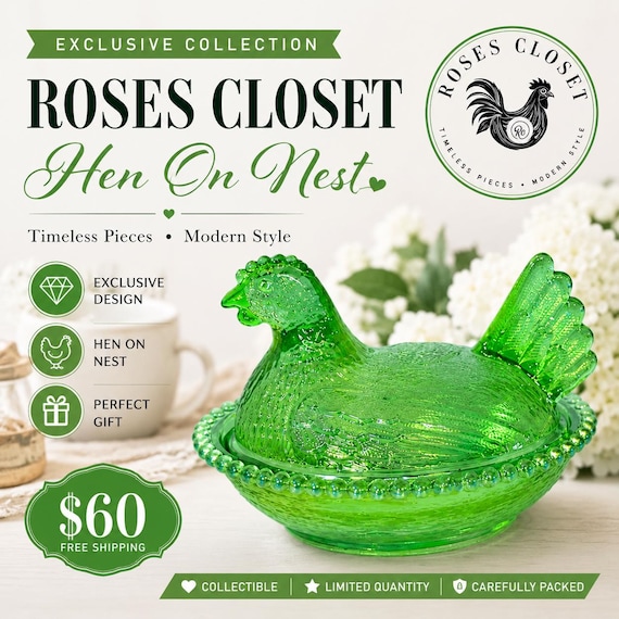 Vintage Carnival Glass Hen on Nest – Roses Closet Exclusive Collection