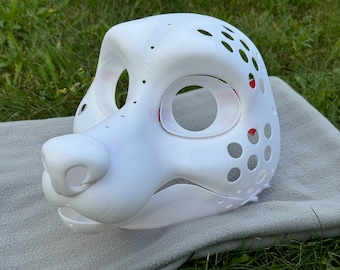 3D-geprinte vossenhoofdbasis voor een fursuit met beweegbare kaak, ideaal voor een zelfgemaakte furry cosplay-masker.