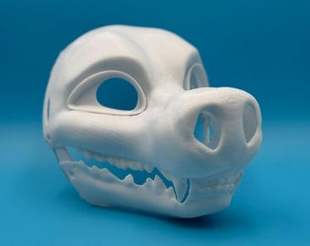 Toothy Dog - Wolf - Canine Moving Jaw 3D Printed Fursuit Head Base
