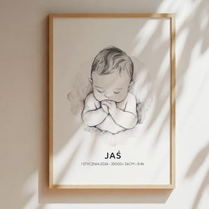 Personalisiertes metrisches Bildposter für Kinder, Kinderzimmer, Line Art Poster, minimalistisch, Neugeborener Junge – Muster 3