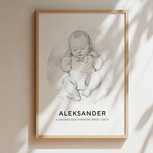 Personalisiertes metrisches Bildposter für Kinder, Kinderzimmer, Line Art Poster, minimalistisch, Neugeborener Junge – Muster 2