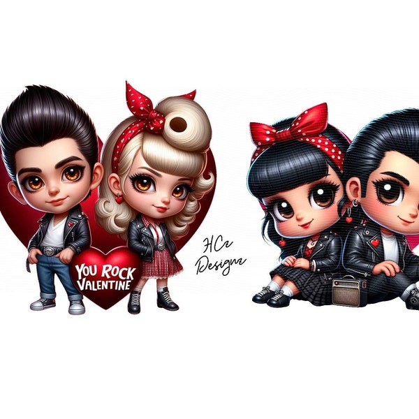 Rockabilly Chibi Couple PNG Chibi Couple Rock N Roll Valentine