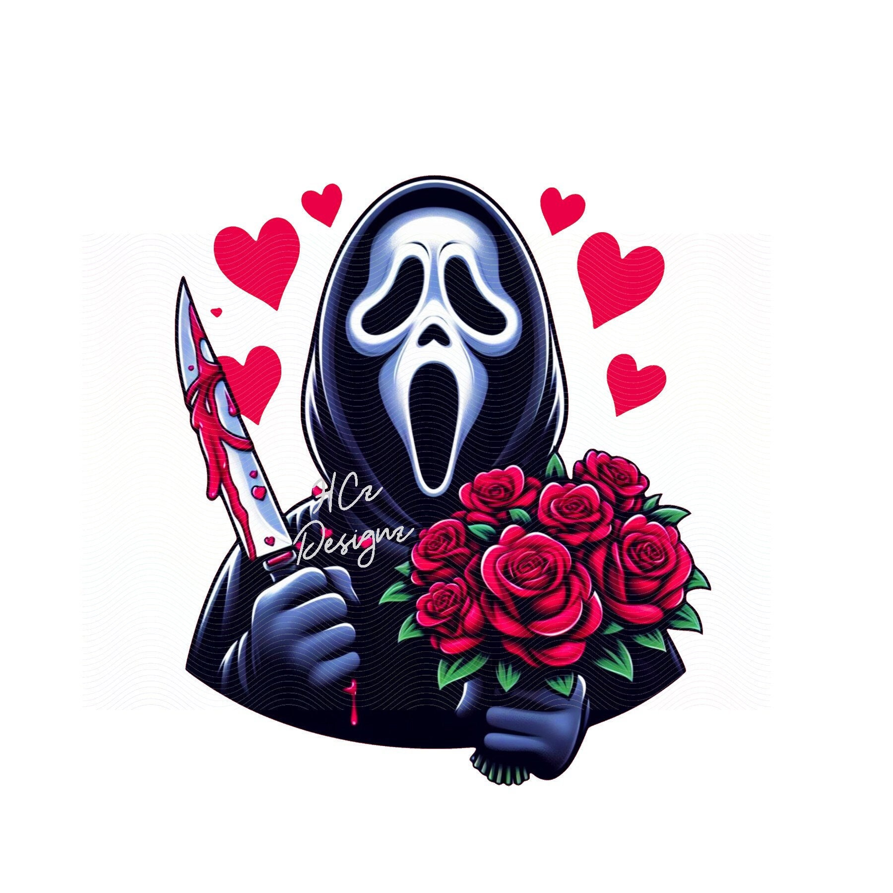Ghostface Valentine With Flowers Scream Valentine PNG Etsy