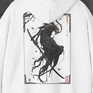 Dämon Samurai Hoodie | Kanji Print Hoodie | Japan Samurai Hoodie | Sensenmann Hoodie | Gothic Kleidung | Y2K Top | Samurai Hoodie | Harajuku