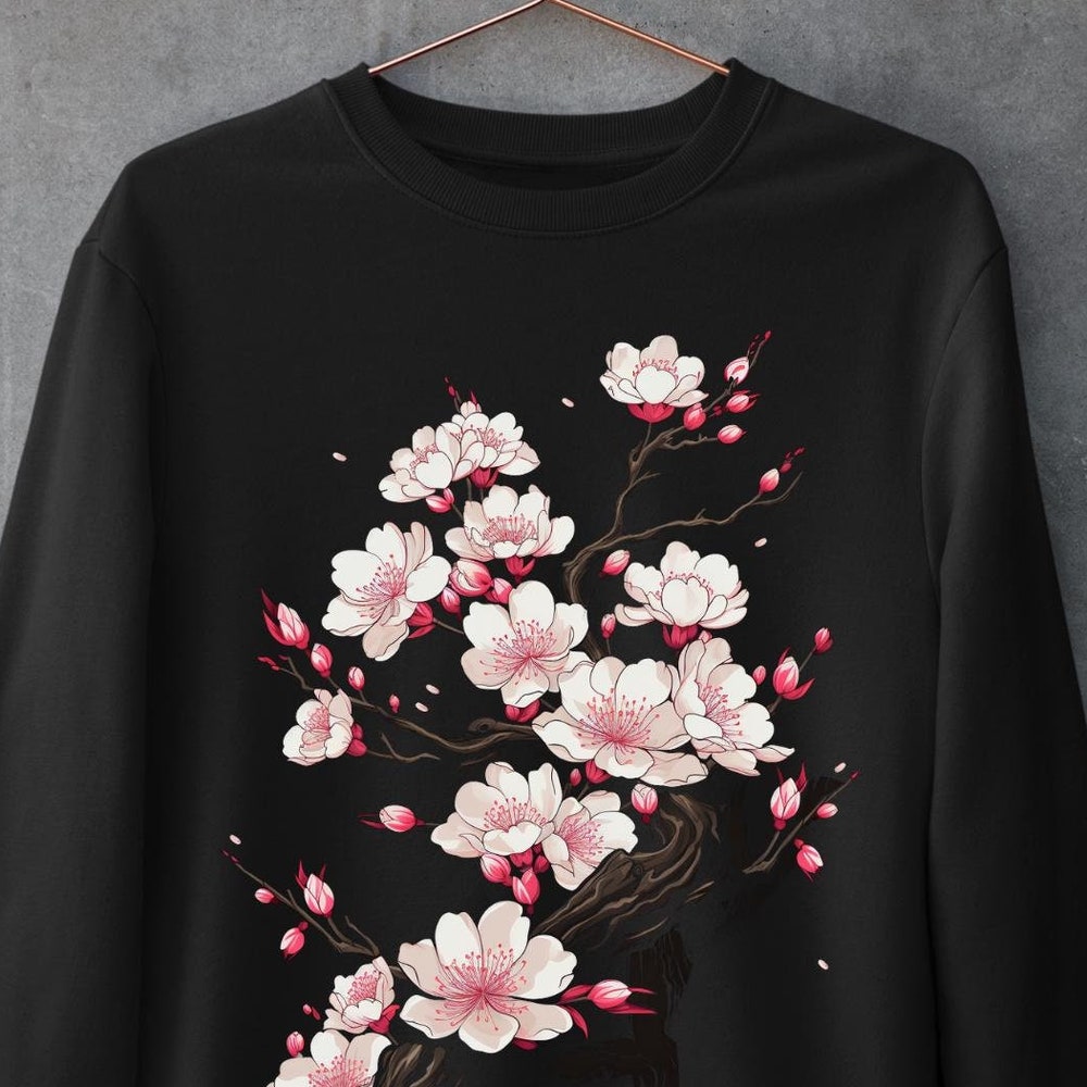 Sakura Branch Sweater | Harajuku | Japanese Streetwear | Plum Blossom Sweater | Y2K Top | Anime Sweater | Japanese Flower Sweater | Tree Sweater Animood Collections