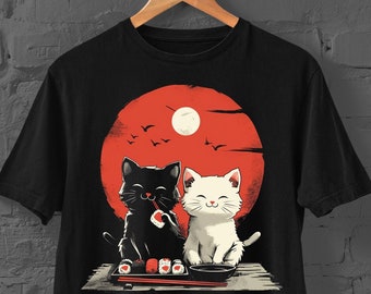 Süßes Katzen T-Shirt | Japanisches T-Shirt | Japanische Streetwear | Süßes Katzen T-Shirt | Japanisches Katzen-T-Shirt | Japanisches Katzenshirt | Y2K Top | Kawaii-Shirt