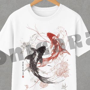 Vintage Fish T-Shirt | Harajuku | Japanese Streetwear | Japanese Fish Tshirt | Koi Fish Tshirt | Anime Merch | Fish Tshirt | Kanji Tshirt