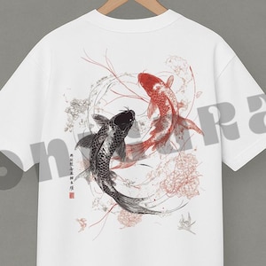 Vintage Koi Fish T-Shirt | Harajuku | Japanese Streetwear | Japanese Fish Tshirt | Koi Fish Tshirt | Anime Merch | Fish Tshirt |Kanji Tshirt