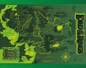 Lord of rings, Middle Earth Map SVG, 3D Laser Cut Map, 3 Layer Wall Art, Layered Map Vector Files, Special Premium Project,